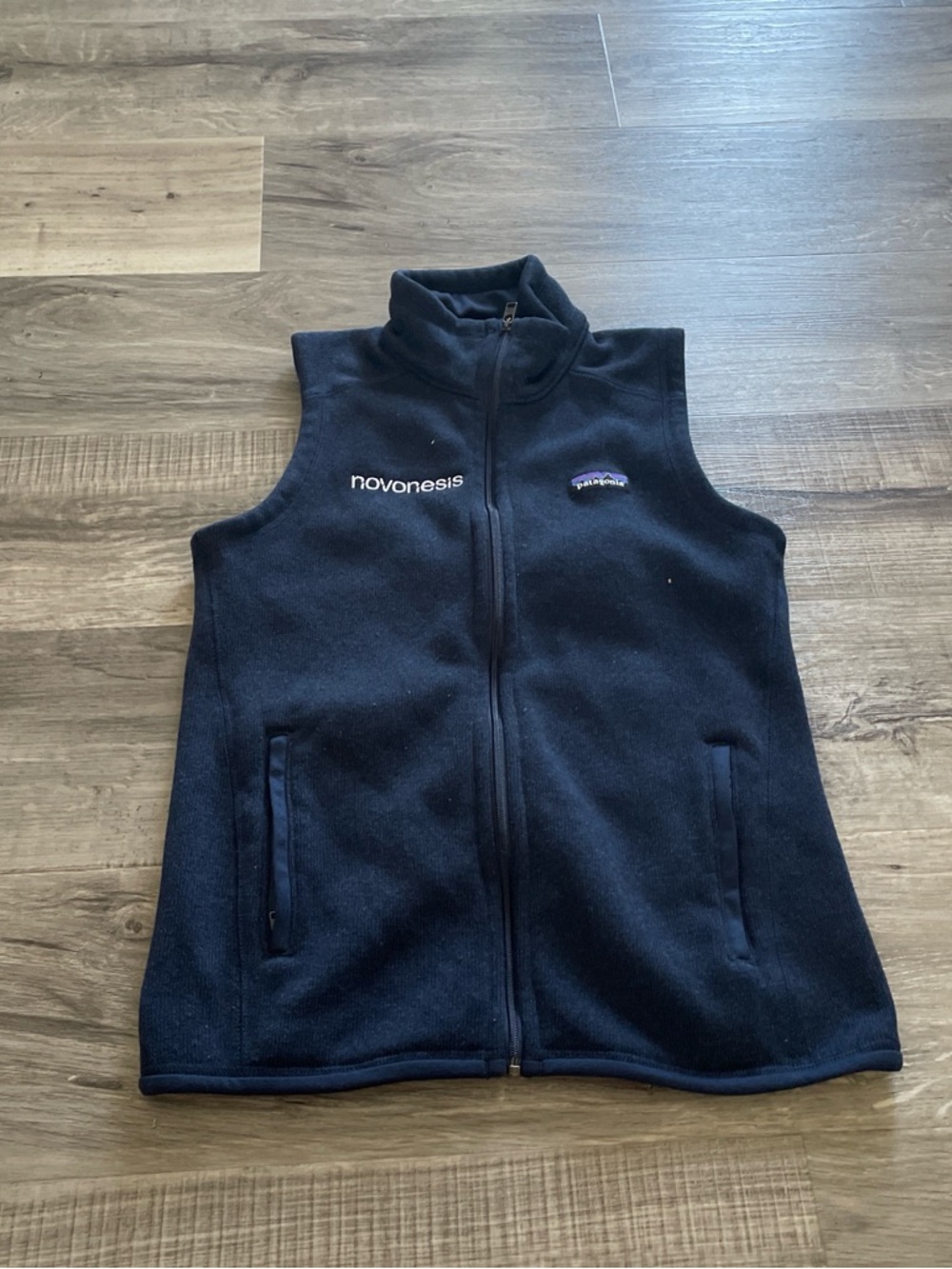 Patagonia Navy Fleece Jacket with Multicolor Logo